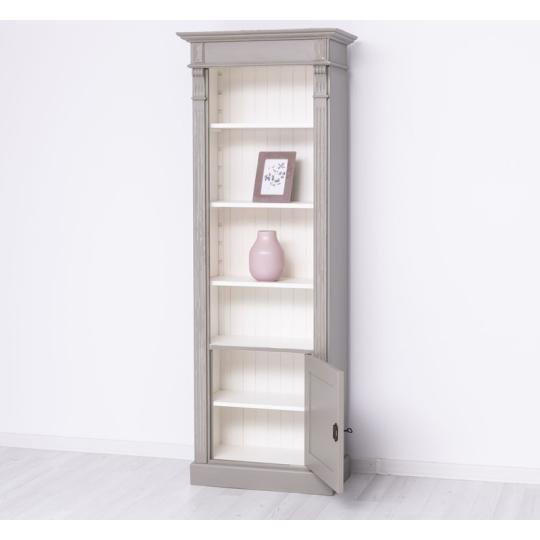 szurke keskeny mediterran polcos szekreny patinas tomorfa rusztikus vintage videki hangulatu butor konyvszekreny furdoszoba butor antikolt paraszthaz balaton tengerparti country.jpg